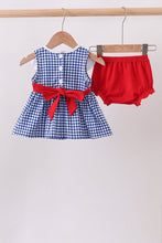 Navy Apple Embroidered Gingham Bloomer Set - ARIA KIDS