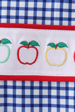 Navy Apple Embroidered Gingham Jon Jon