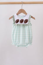 Green football french knot gingham ruffle bubble