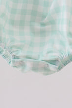 Green football french knot gingham bubble