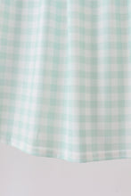 Green football french knot gingham ruffle dress
