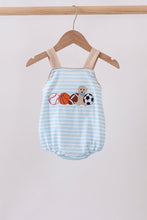 Blue Puppy Ball Embroidered Stripe Bubble - ARIA KIDS