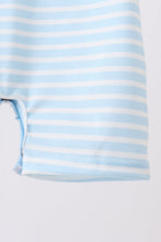 Blue Puppy Ball Embroidered Stripe Romper - ARIA KIDS