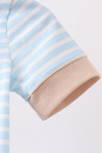 Blue Puppy Ball Embroidered Stripe Romper - ARIA KIDS