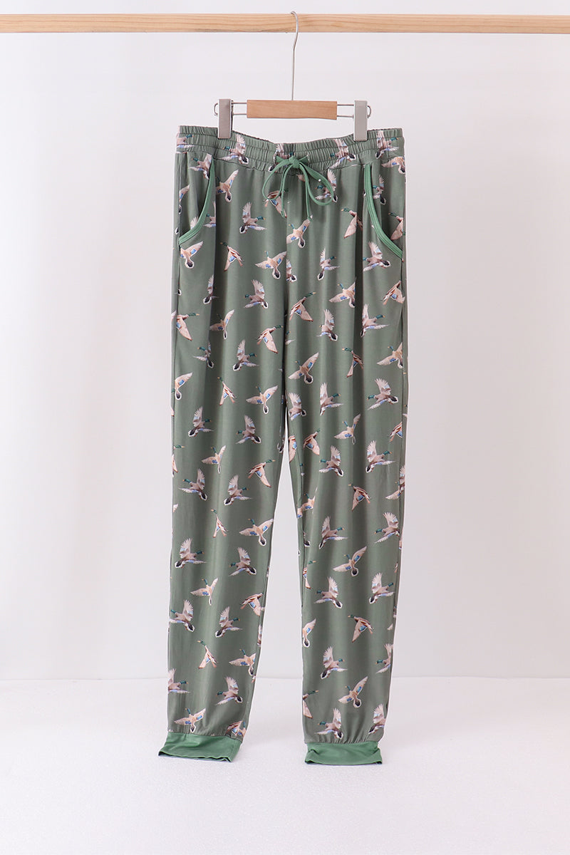 Green Mallard Bamboo Dad Pants - ARIA KIDS