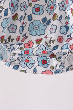 Blue floral smocked ruffle bubble - ARIA KIDS