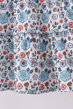 Blue floral smocked ruffle dress - ARIA KIDS