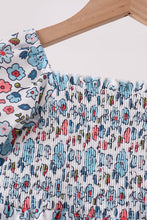 Blue floral smocked ruffle dress - ARIA KIDS