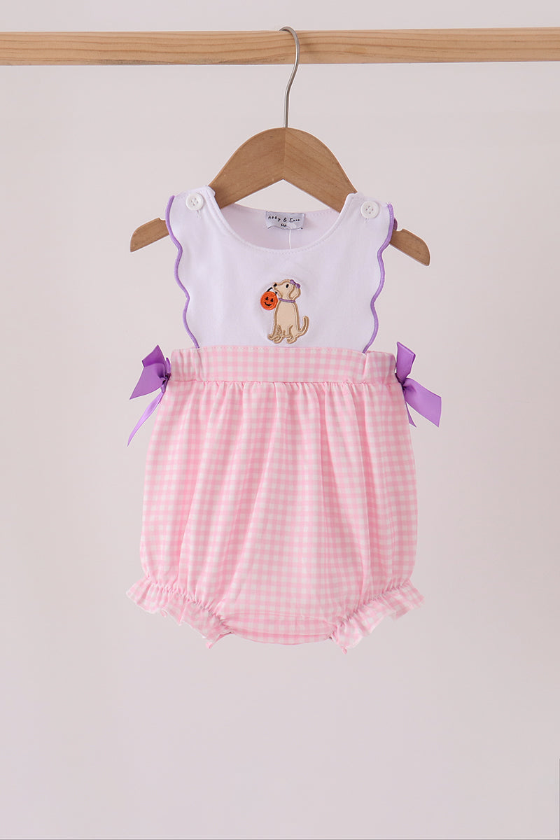 Pink Puppy Pumpkin Applique Bow Bubble - ARIA KIDS