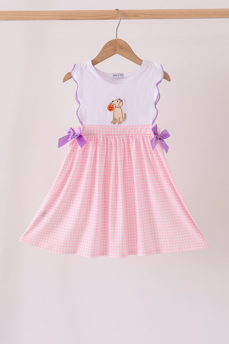 Pink Puppy Pumpkin Applique Dress - ARIA KIDS