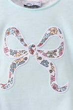Blue Floral Bow Applique Bubble