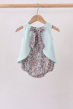 Blue Floral Bow Applique Bubble