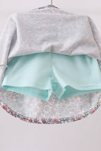 Blue Floral Bow Applique Skorts Set