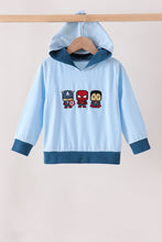 Blue character embroidery hoodie