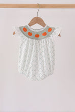 Sage pumpkin embroidery bow ruffle bubble - ARIA KIDS