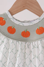Sage pumpkin embroidery bow ruffle bubble - ARIA KIDS