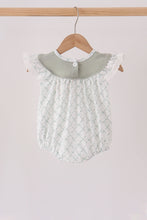 Sage pumpkin embroidery bow ruffle bubble - ARIA KIDS