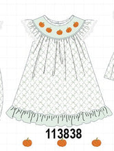 Sage pumpkin embroidery bow ruffle dress