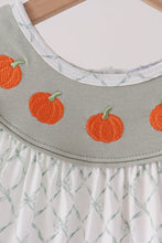 Sage pumpkin embroidery bow ruffle dress - ARIA KIDS