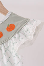 Sage pumpkin embroidery bow ruffle dress - ARIA KIDS