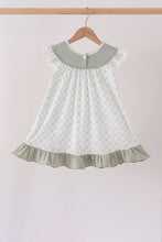 Sage pumpkin embroidery bow ruffle dress - ARIA KIDS