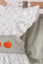 Sage pumpkin embroidery bow ruffle bloomer set - ARIA KIDS