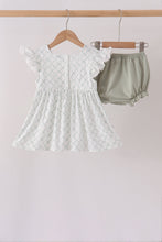 Sage pumpkin embroidery bow ruffle bloomer set - ARIA KIDS