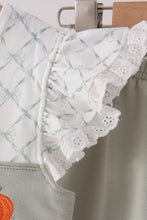 Sage pumpkin embroidery bow ruffle shorts set - ARIA KIDS