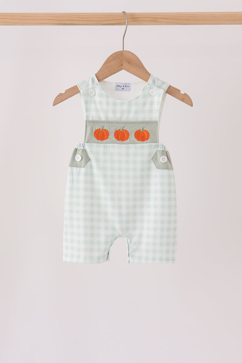 Sage pumpkin embroidery gingham jon jon - ARIA KIDS