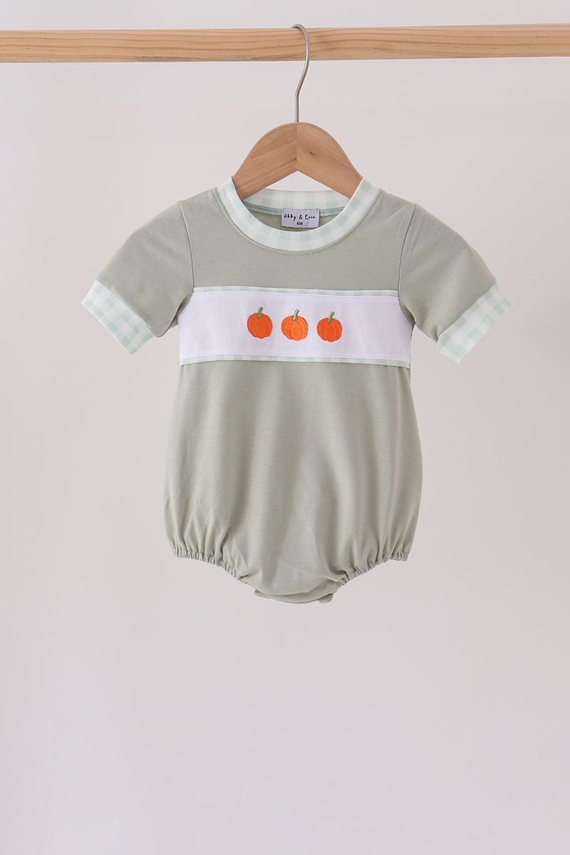 Sage pumpkin embroidery bubble - ARIA KIDS