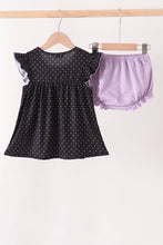 Black ghost spider embroidery ruffle bloomer set