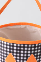Black Pumpkin Applique Gingham Basket