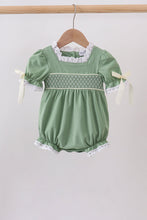 Sage collar smocked lace bubble