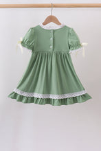 Sage collar smocked lace dress