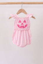 Pink Jack-O-Lantern  Applique Ruffle Gingham Bubble