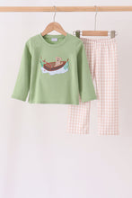 Sage Puppy Fishing Gingham Pants Set - ARIA KIDS
