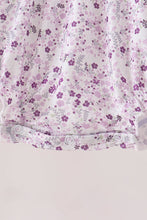 Purple floral smocked bow bubble