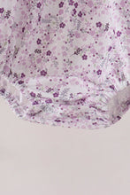 Purple floral blessed smocked ruffle bubble
