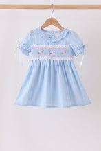 Blue Floral Smocked Lace Ruffle Dress - ARIA KIDS