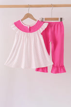 Pink bow pearl ruffle pants set - ARIA KIDS