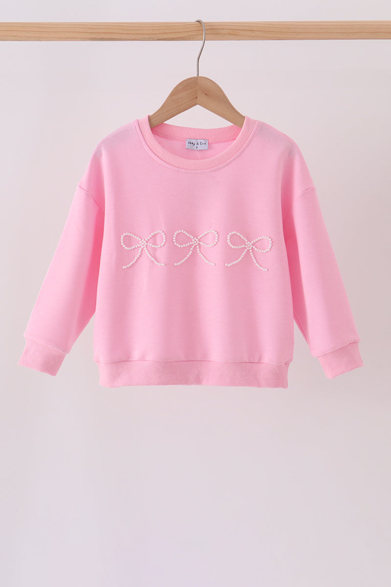 Pink bow pearl mom&me sweatshirt - ARIA KIDS