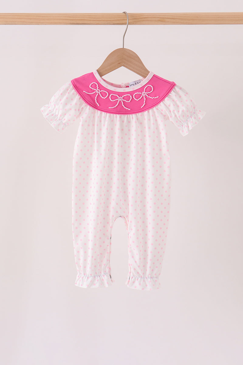 Pink bow pearl romper - ARIA KIDS