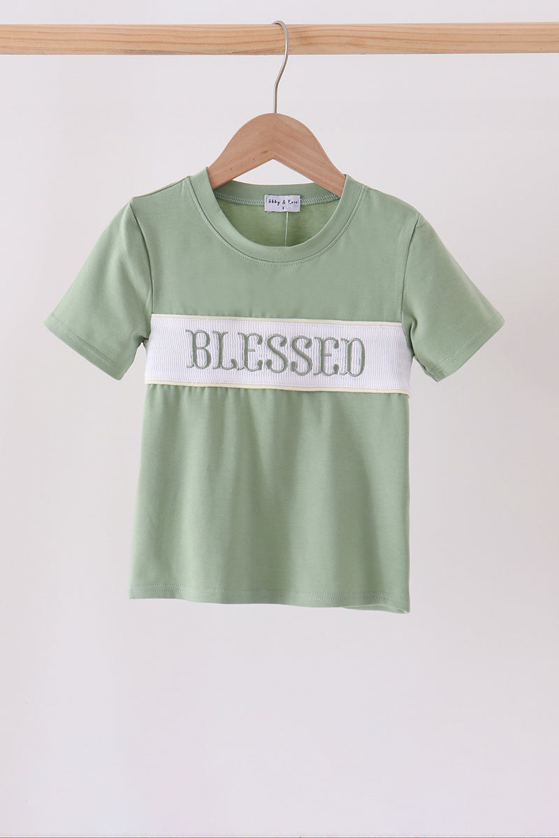 Sage Blessed Smocked Top - ARIA KIDS