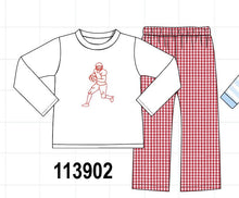 Red Football Embroidery Pants Set