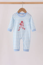 Blue Football Embroidery Stripe Romper - ARIA KIDS