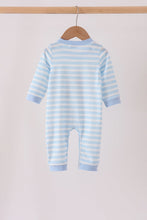 Blue Football Embroidery Stripe Romper - ARIA KIDS