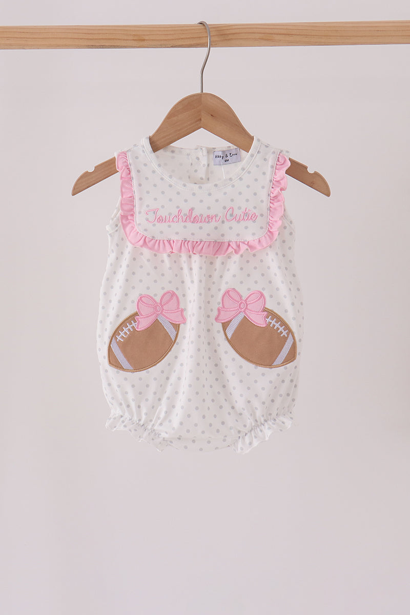 Pink Football Applique Ruffle Bubble - ARIA KIDS