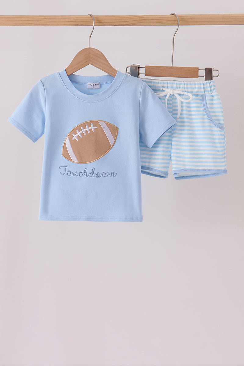Blue Football Applique Shorts Set - ARIA KIDS