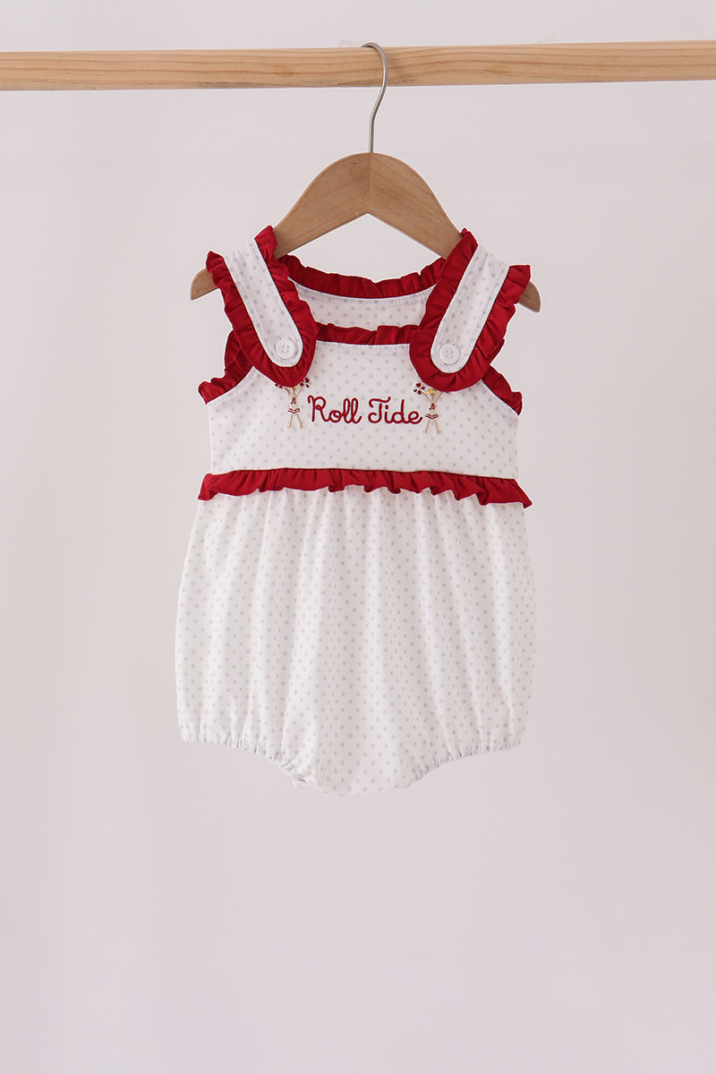 Red Alabama Roll Tide Embroidery Ruffle Bubble - ARIA KIDS