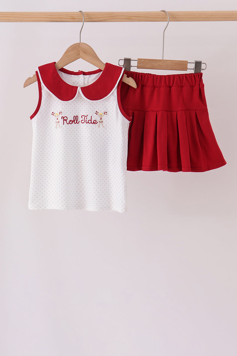 Red Alabama Roll Tide Embroidery Skorts Set - ARIA KIDS